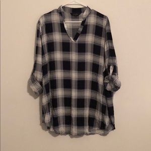 Navy plaid blouse